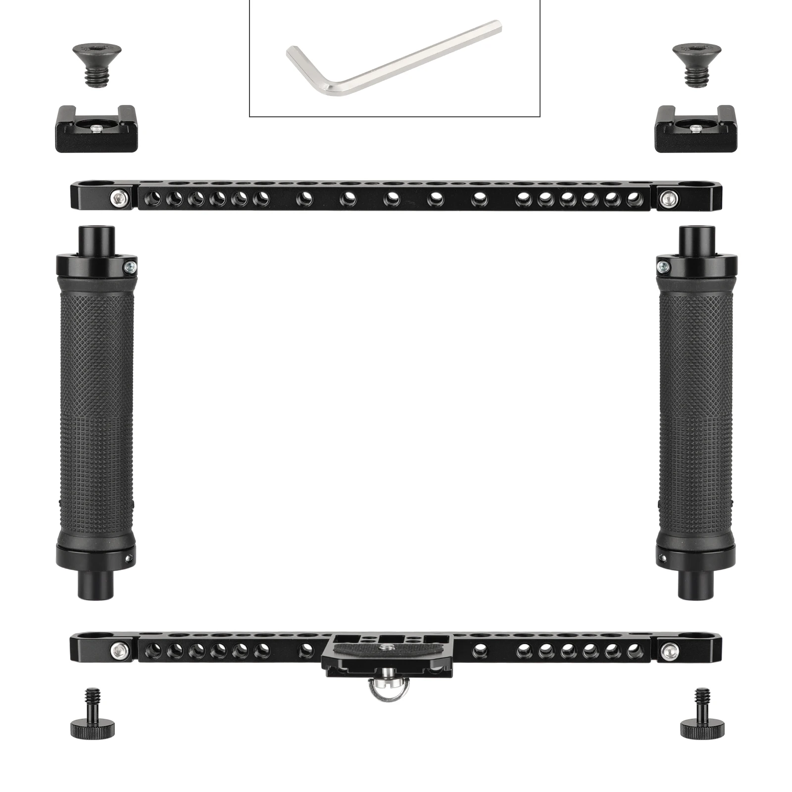 HDRIG Universal Dslr Camera Cage Handheld Full-Frame Cage Rubber Handle With 2 Cold Hot Shoe Adapter For Sony Canon Sony Cameras