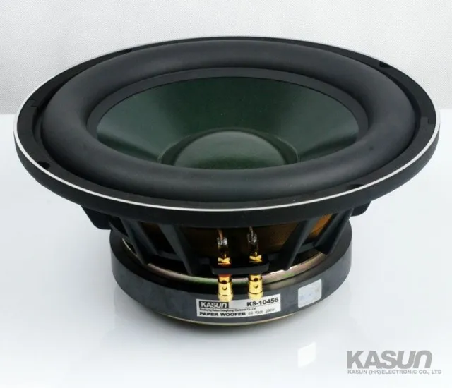 1 Piece Kasun KS-10456 10\'\' Subwoofer Speaker Massive Rubber Suspension Dark Green PP Cone 8ohm/250W Fs=32Hz Panel OD=260mm