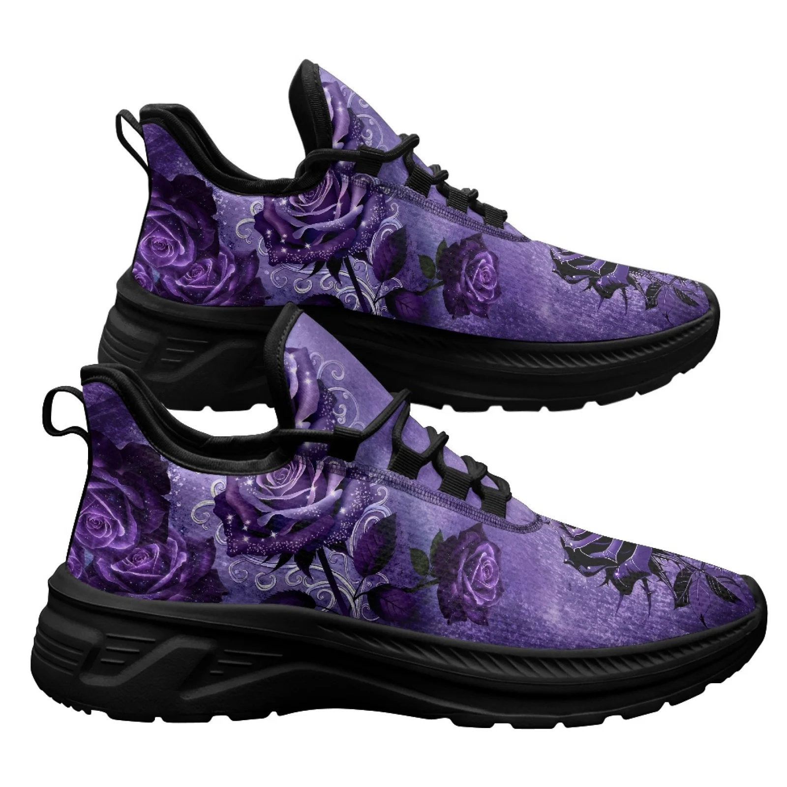 PENSTROLL Mesh & EVA Comfortable Mens Mesh Sneakers Lightweight Men's Sneakers for Fitness Enthusiasts Casual Purple Rose Print