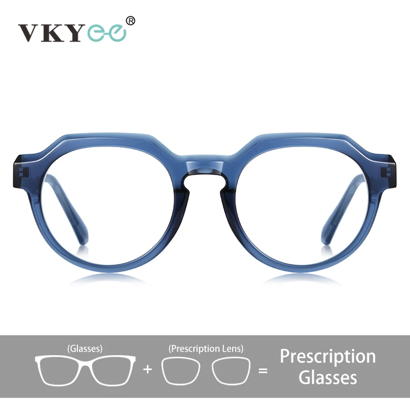 

VKYEE Round-framed Retro Personalized Glasses, Photochromic Anti-blue Light, Customizable Prescription Multifocal Glasses LS005