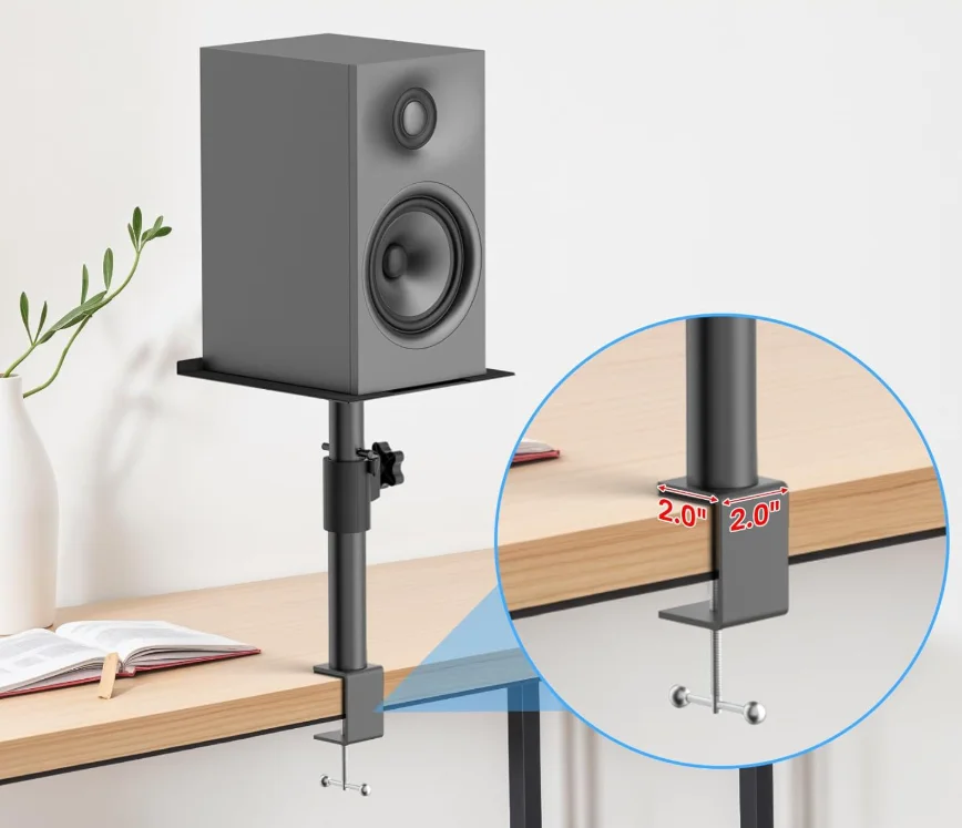 

Подставка для динамика с зажимом, подставка для студийного монитора с регулируемым по высоте рычагом, сверхмощная подставка для настольных динамиков на книжной полке