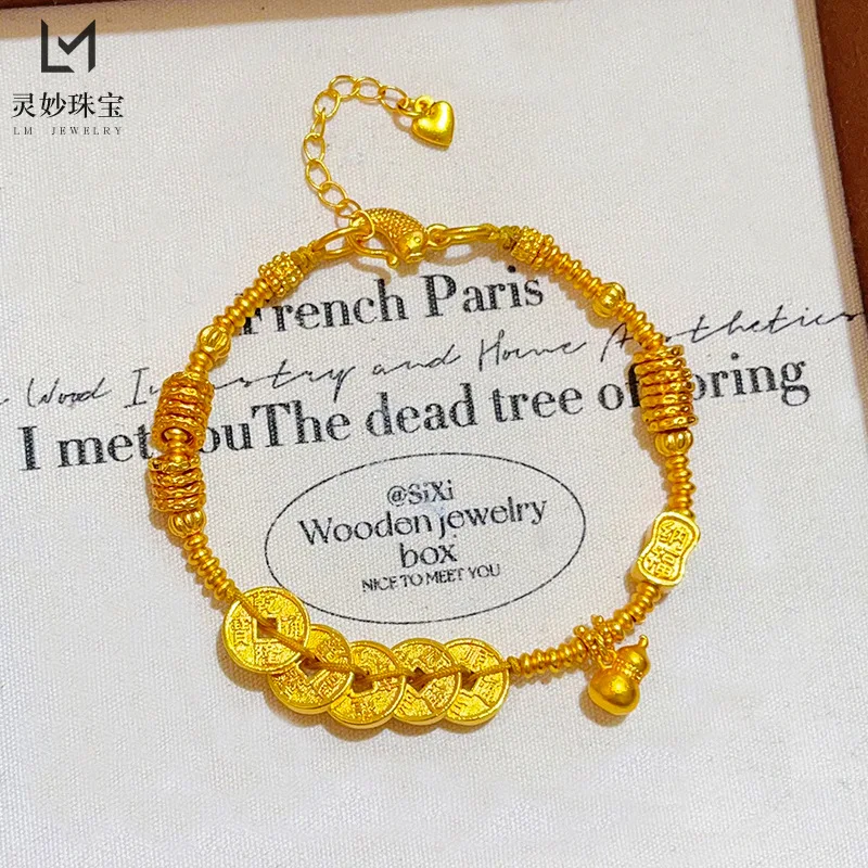 

Gold Shop Same Style 9999 24K Real Gold Women's Gold Bracelet Pumpkin Gourd Women's Gift Fashion Party Beautiful Jewelry