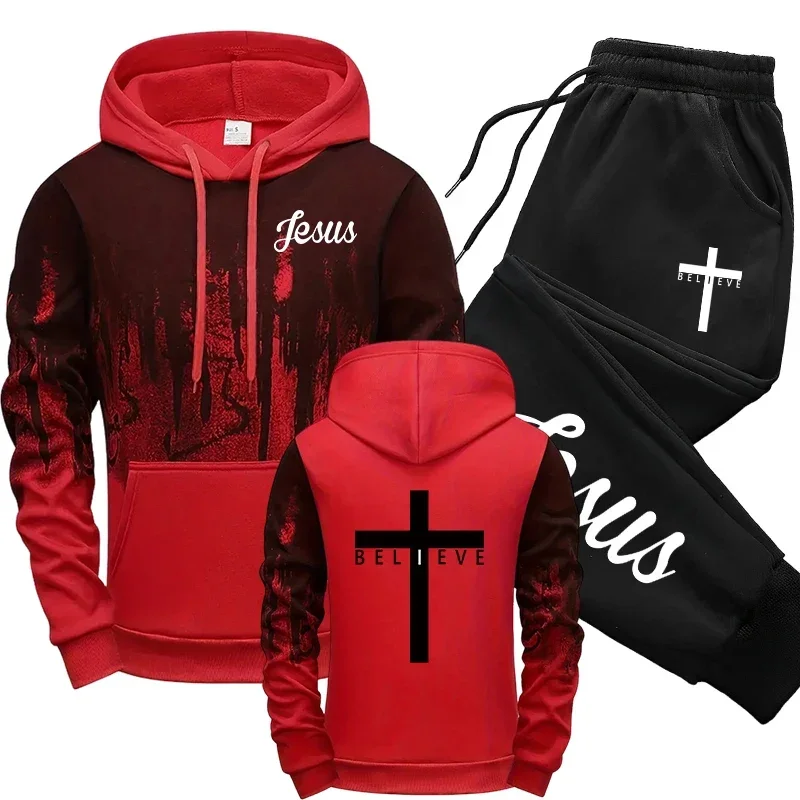 2026 Hoodies and Sweatpants Autumn Winter Daily Casual Sporty Jogging Suit Cross Tracksuit High Quality Men's Set view 4