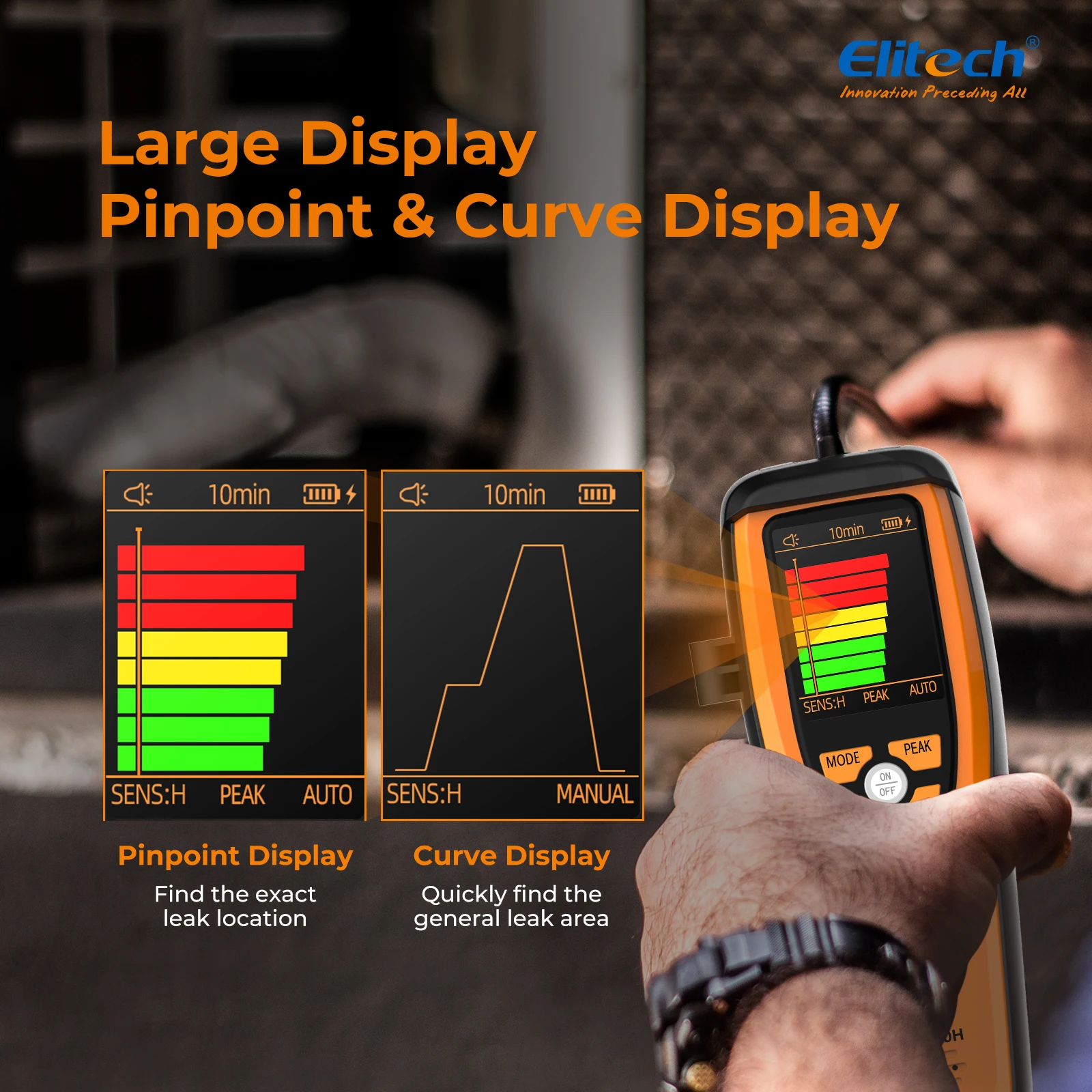 Elitech ILD-100H HVAC rilevatore di perdite di refrigerante sensore a diodi riscaldato Life alogeno Freon Sniffer, rilevamento dell'aria condizionata