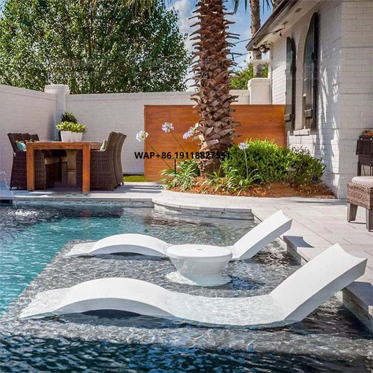 كرسي الشاطئ كرسي الشاطئ في الهواء الطلق الألياف الزجاجية الأبيض كرسي الشاطئ لحمام السباحة #1