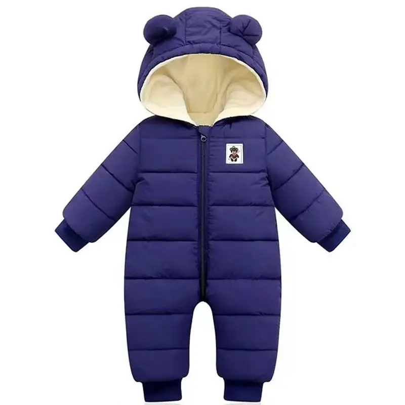 2024 childrens clothing winter new baby and toddler thick down cotton jumpsuit for men and women hooded climbing suit