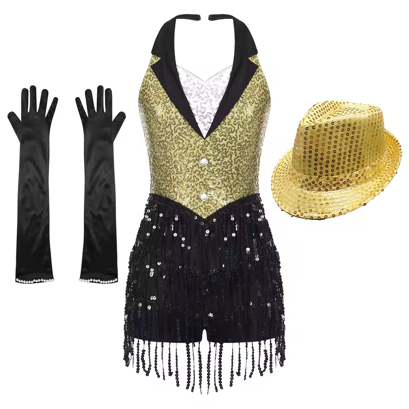 Women Modern Dance Dress Performance Costume Shiny Sequins Sleeveless Latin Jazz Tango Salsa Dance Leotard Bodysuit Dress Outfit - Image 11