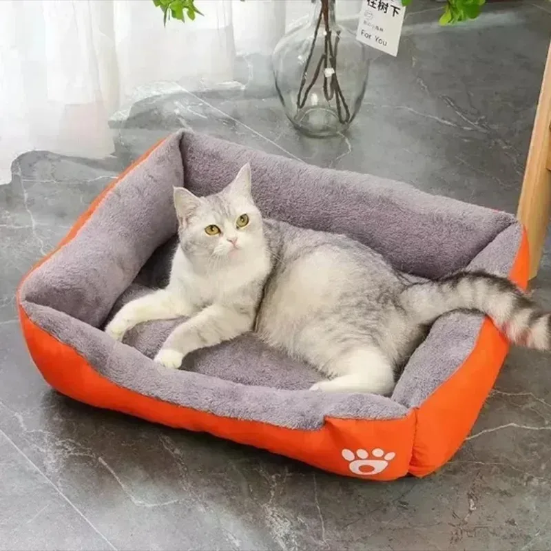 Large Pet Cat and Dog Bed Warm Comfortable Dog House Soft PP Cotton Nest Dog Basket Mat Autumn and Winter Waterproof Cat Bed