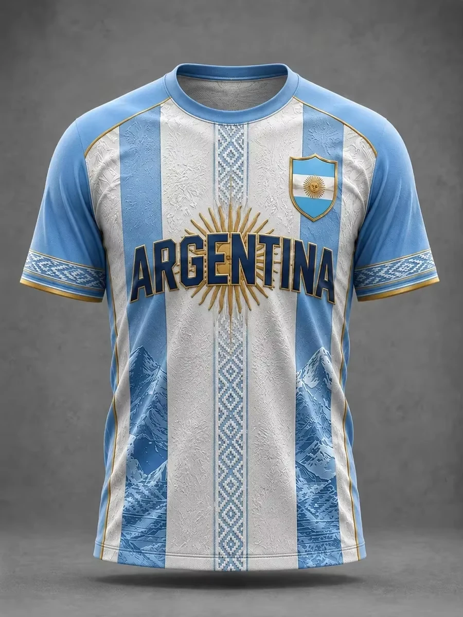 2026 Summer Edition Argentine Fan Football Training T-Shirt - 3D Digital Printing - Comfortable and Breathable - Family Clothing