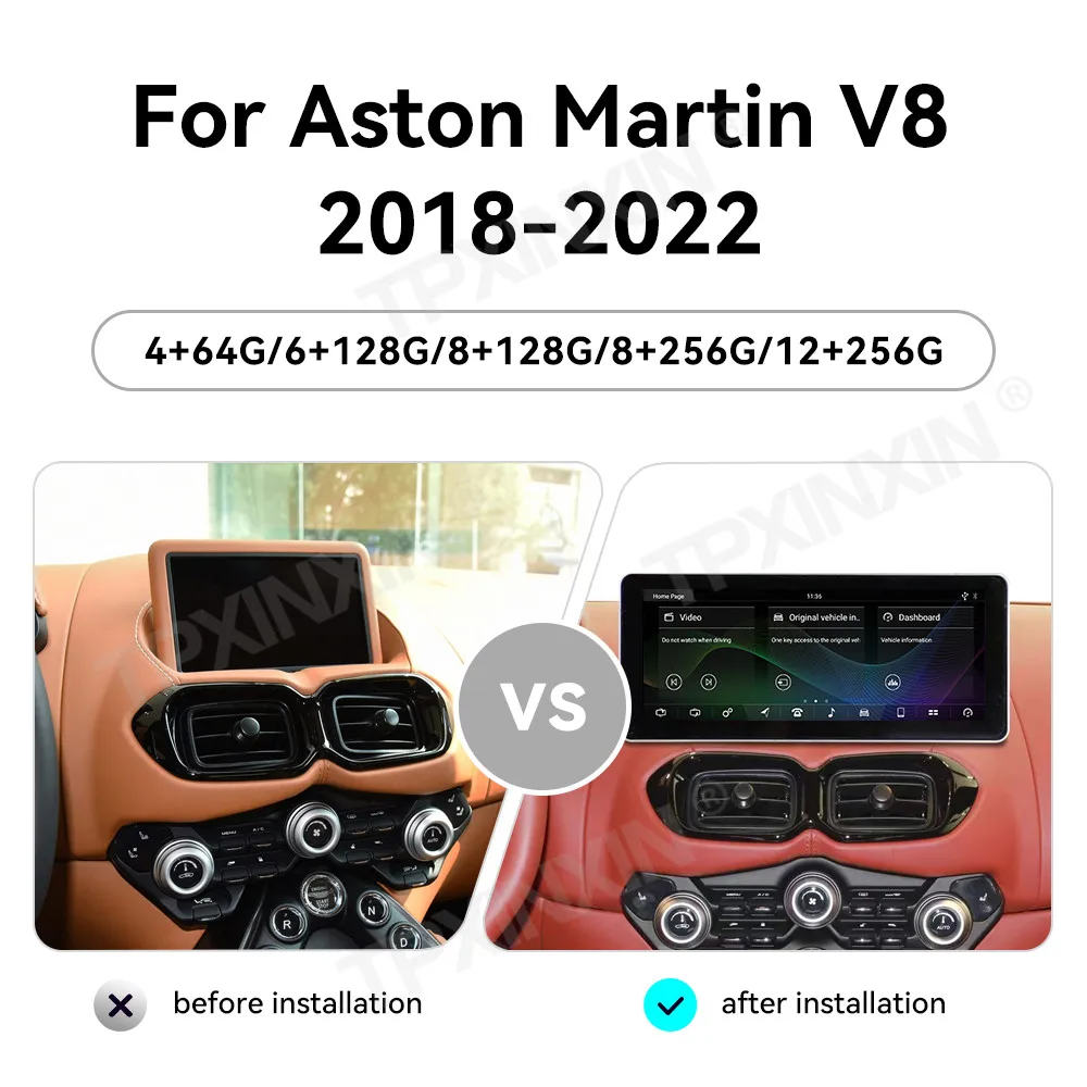 12. 3 Inch Android 15 Car Radio For Aston Martin V8 2018-2022 Wireless CarPlay Car Stereo Multimedia Player Auto Head Unit Audio