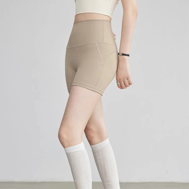 Einfarbig Hohe Taille Radfahren Shorts Frauen Einfache Dünne Pilates Yoga Shorts Frau Frühling Sommer Lässig Leichte Sport Shorts