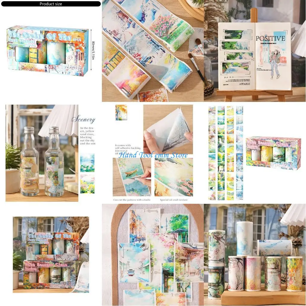 

H37F Four Periods Nature Encouraged Craft Tape 4 Quantities Identity Adhesive Environmental Friendly Paper For DIY Deck