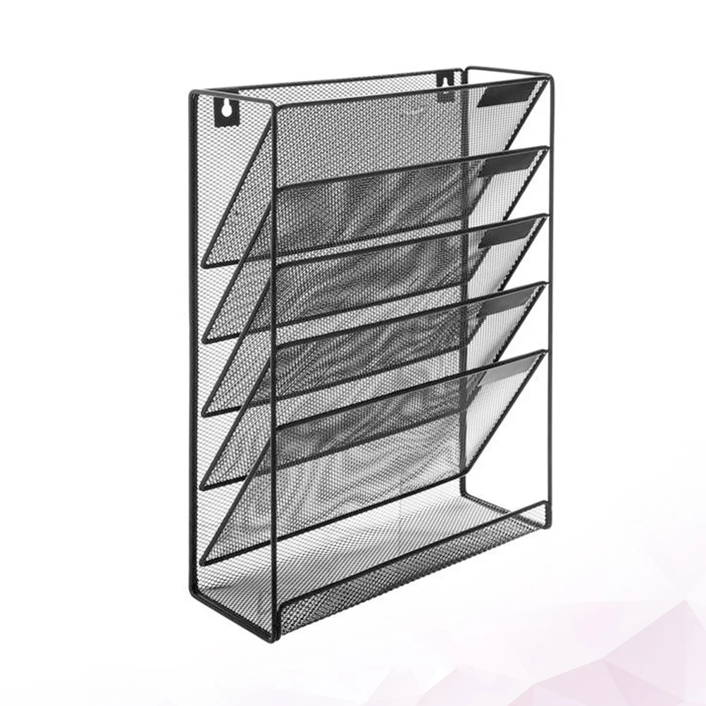 

Office Supplies Document Organizer Metal Grid File Holder Storage Rack Five Layer Hanging