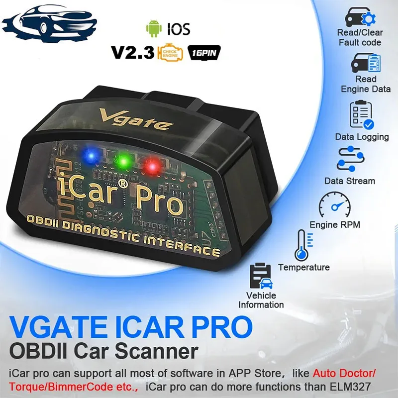 

Автомобильный диагностический сканер Vgate iCar Pro elm327 V2.3 OBD 2 OBD2, Wi-Fi Bluetooth 4,0 для IOS, сканер ODB2 PK ELM 327 V1 5