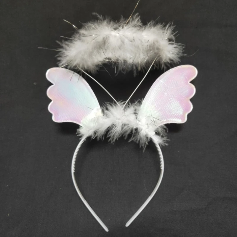 Bandeau ailes d'ange en plumes pour enfants, Halo, Halloween, noël, nouvel an, fête d'anniversaire, couvre-chef, Festival, accessoire pour enfants