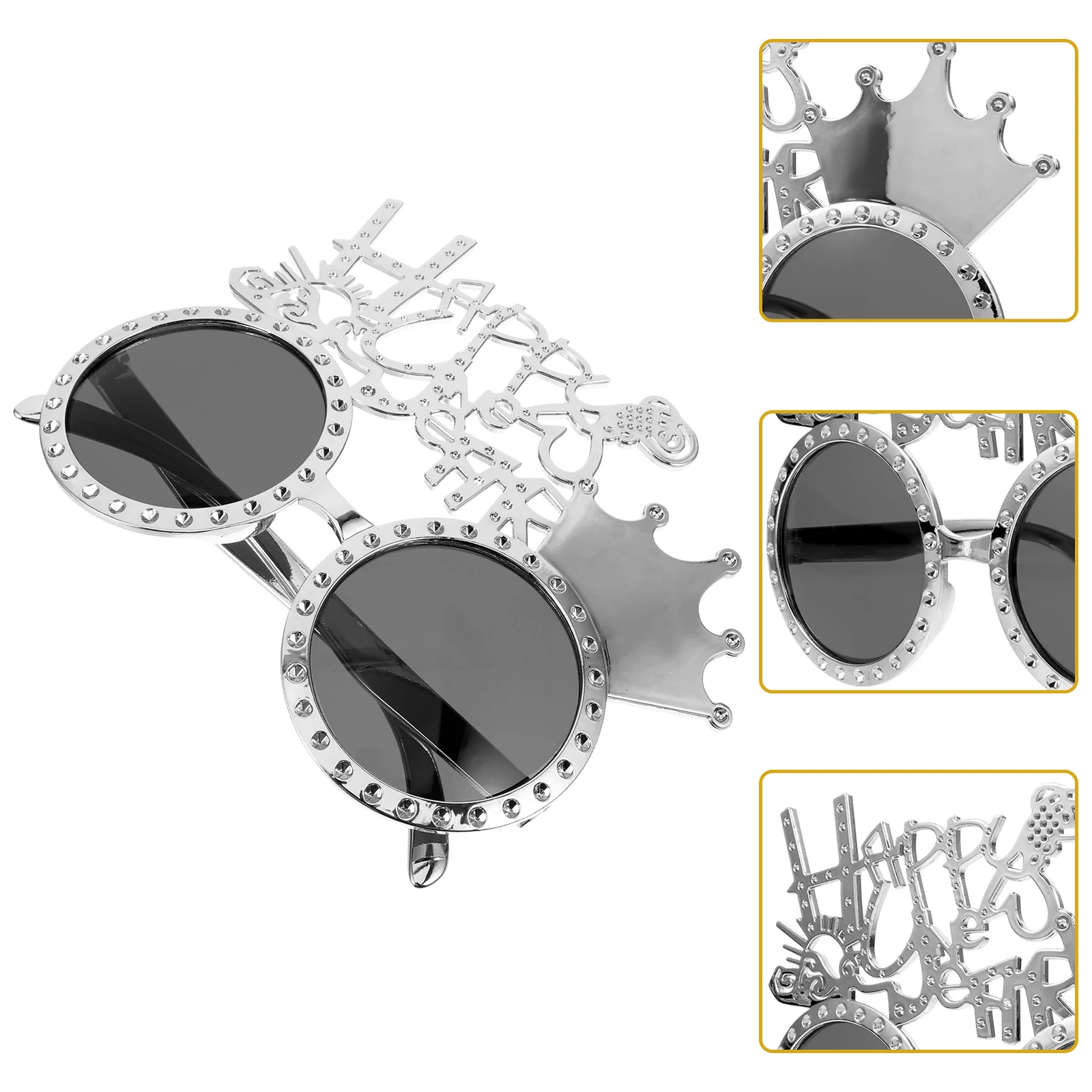 

Sunglass Party Glasses Happy New Year Glitter Eyeglasses Year's Eve Silver Years Eyewear