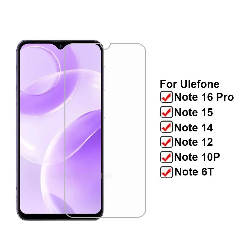 

2-1PCS Tempered Glass For Ulefone Note 16 Pro Screen Protector Film For Ulefone Note 15 14 12 10P 6T 6P 10 6 Pelicula De Vidrio