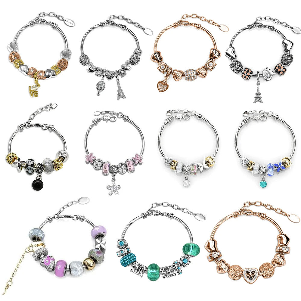 

Daisini Блестящие кристаллы из Сваровски Love Heart Подвеска Браслет Классический браслет из хрустального камня из бисера Серебро Золото Цвет