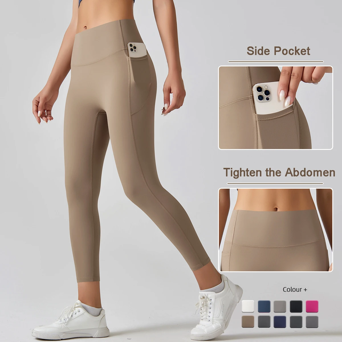 

Naked Feeling Sport Leggings Women Yoga Pants With Pockets Fitness High Waist Tummy Control Gym Leggings Hips Lift Sportswear