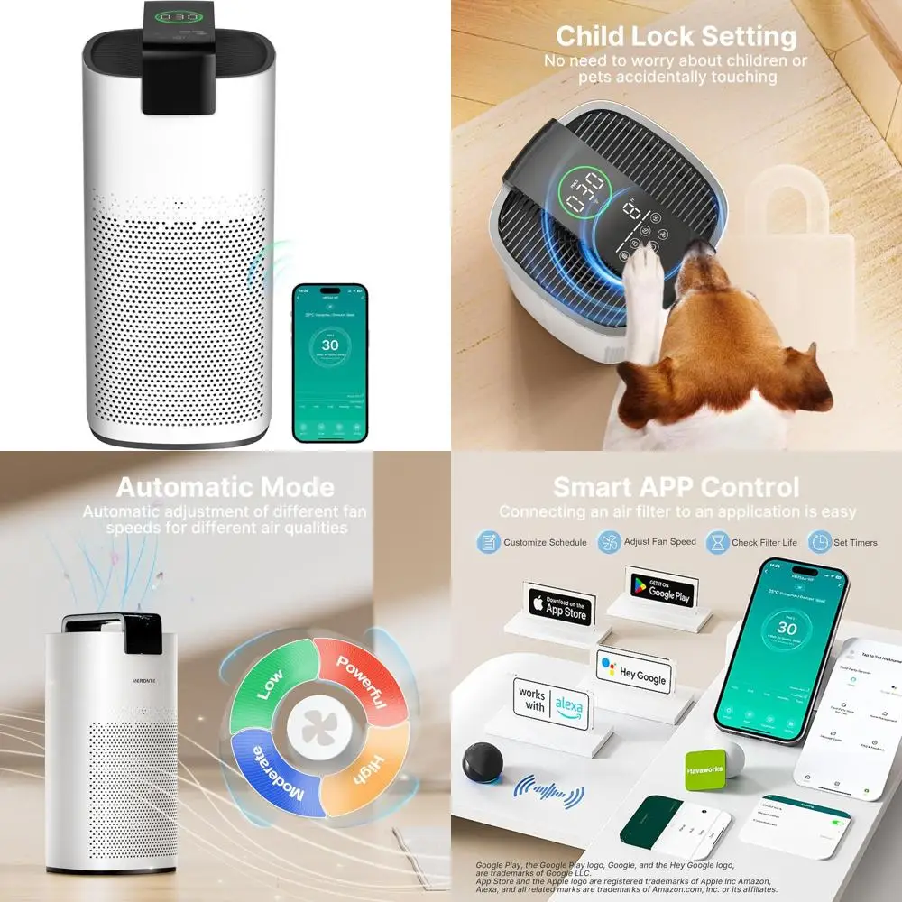 

Очиститель воздуха для больших помещений до 3600 кв. футов с датчиком PM2.5, HEPA-фильтром, режимом сна, идеально подходит для людей с аллергией и владельцев домашних животных