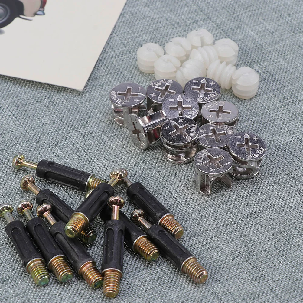 24 مجموعات سبائك الزنك البلاستيك الحديد كامة قفل براغي المسامير الأثاث السحابات موصلات المسمار تركيبات الحرفية