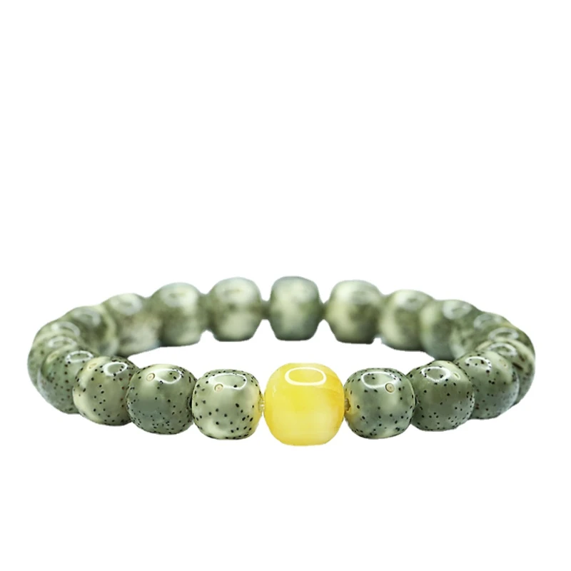 Stone Jade Material Bodhi Seed Original Seed Single Circle Collectables-Autograph Bracelet Male Emperor Green Lunar January