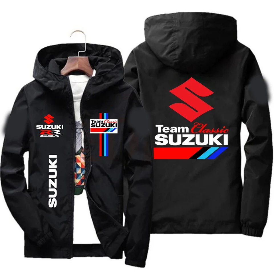 TEAM SUZUKIジャンバー Men's New Suzuki Racing Team Hooded Zipper Jacket Spring Autumn