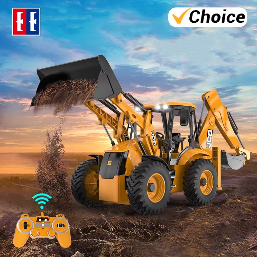 DOUBLE E E589 RC Loader 1/20 Excavator Remote Control Car Engineering Vehicle Truck Model Bulldozer Trailer Toy for Boys Gifts