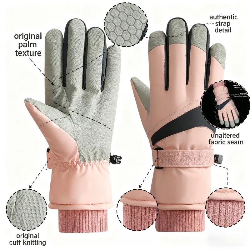 

Женские изолированные зимние перчатки. Водонепроницаемые и ветрозащитные зимние перчатки для катания на лыжах и активного отдыха.