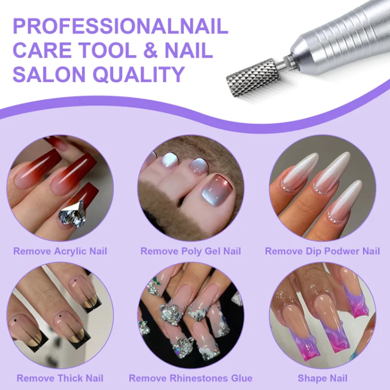 لقمة مثقاب الأظافر بسرعة، أداة احترافية للعناية بالأظافر، جودة صالون الأظافر، رأس تلميع الأظافر من فولاذ التنغستن الفضي