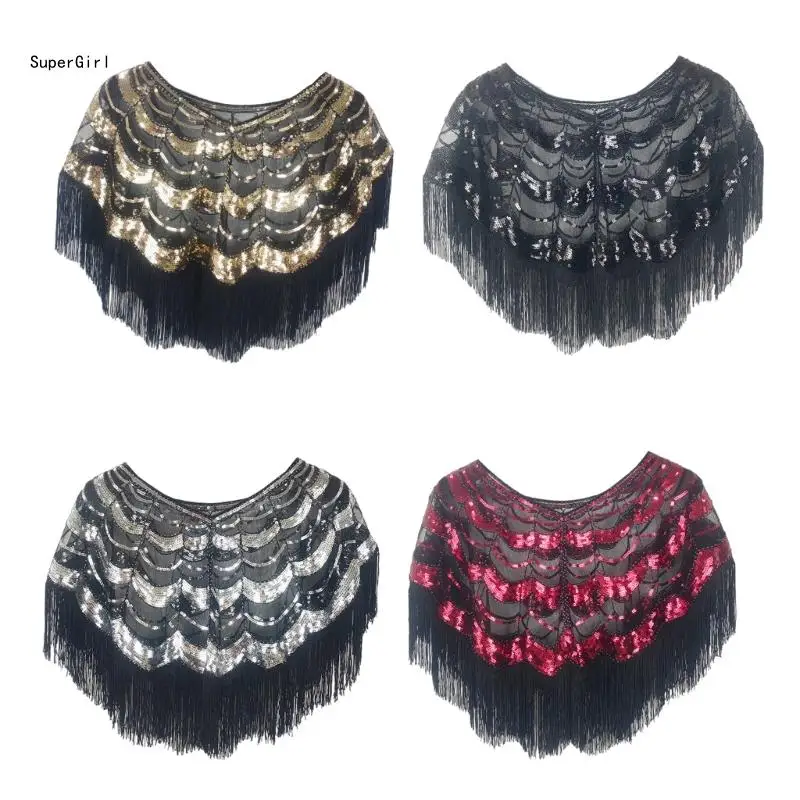 Fancy Fringe Shawl Stylish Wedding Shawl Fascinating Shoulder Shawl Sequins Shawl For Weddings And Event J78E