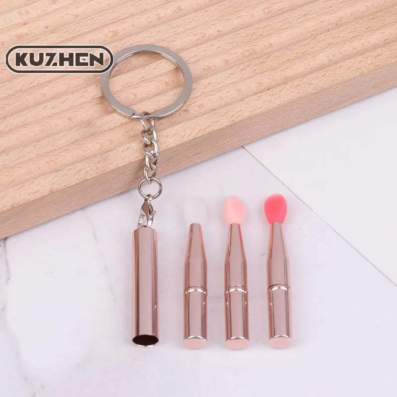 1pcs Multifunctional Silicone Lip Brush Portable With Cover Keychain Dustproof Lipstick Lipstick Brush Eye Shadow Brush