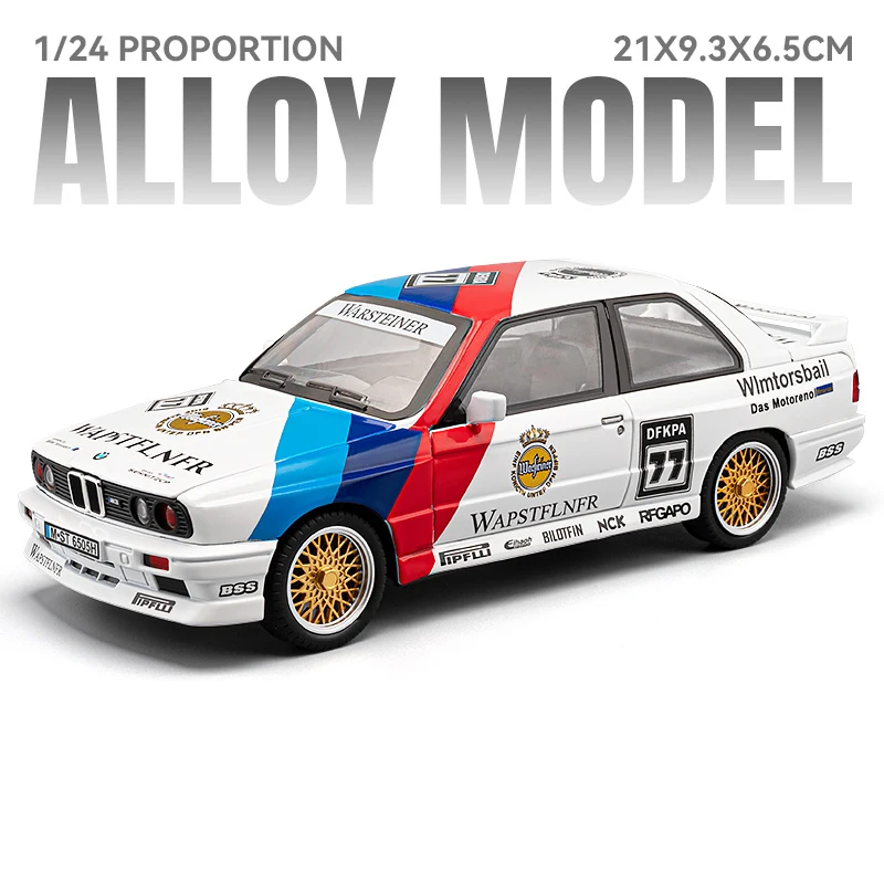 1/24 1988 M3 Racing car E30 Floral Version Alloy die-cast Metal Miniature model Collection Hobby Decorative Children Gift toy