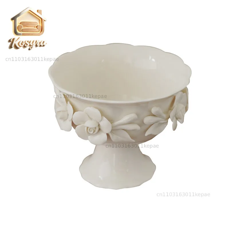 Exquisite life, export hand-squeezed flowers 5-inch ceramic tall bowl, creative fruit bowl, salad bowl ice cream bowl