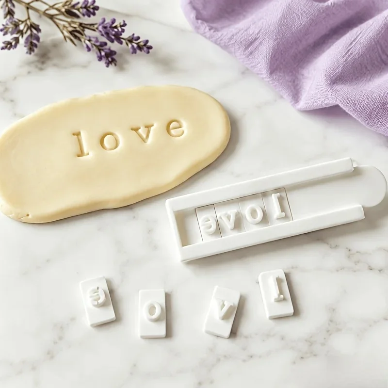 Alphanumeric Clay Seal Set,with 26 Uppercase Letters,26 Lowercase Letters 10 Numbers,with Matching Track Tools,DIY Ceramic Hand