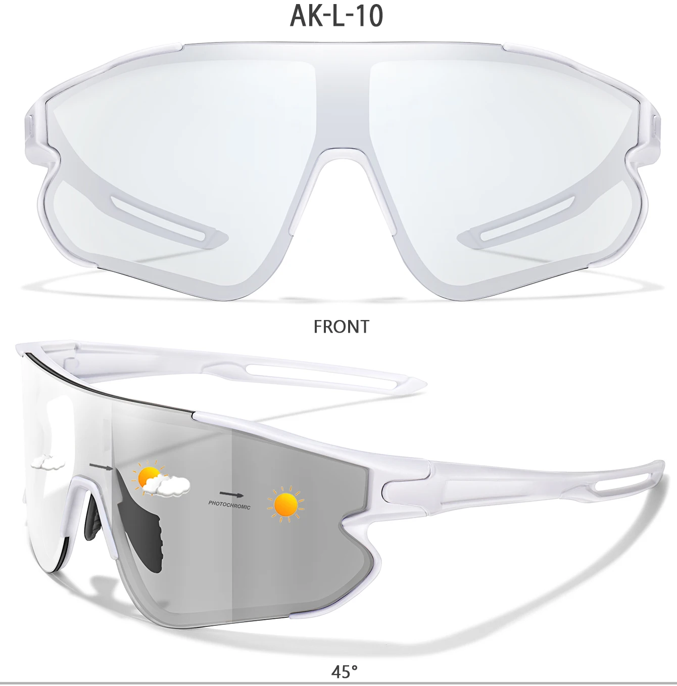 2 Packungen Männer Frauen Photochrome Radfahren Sonnenbrillen Outdoor Laufen Radfahren Mtb Fahrrad Wandern Fahren Brillen Mode Gläser – Detail 5