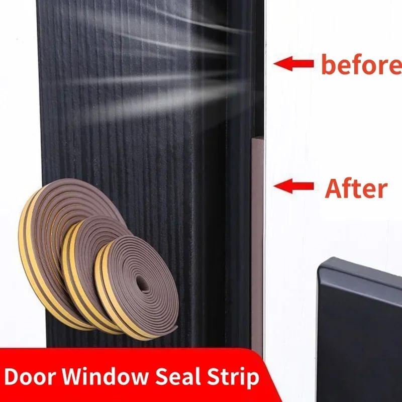 1 لفة 5 متر نافذة الباب شريط عازل DIEP ذاتية اللصق رغوة صوتية شريط عزل الشريط العزل يندبروف المطاط السير الوقائي #2