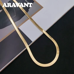 Aravant 925 Silver 18K Gold 4mm Snake Chains Necklace For Women Men Fashion Wedding Jewelry