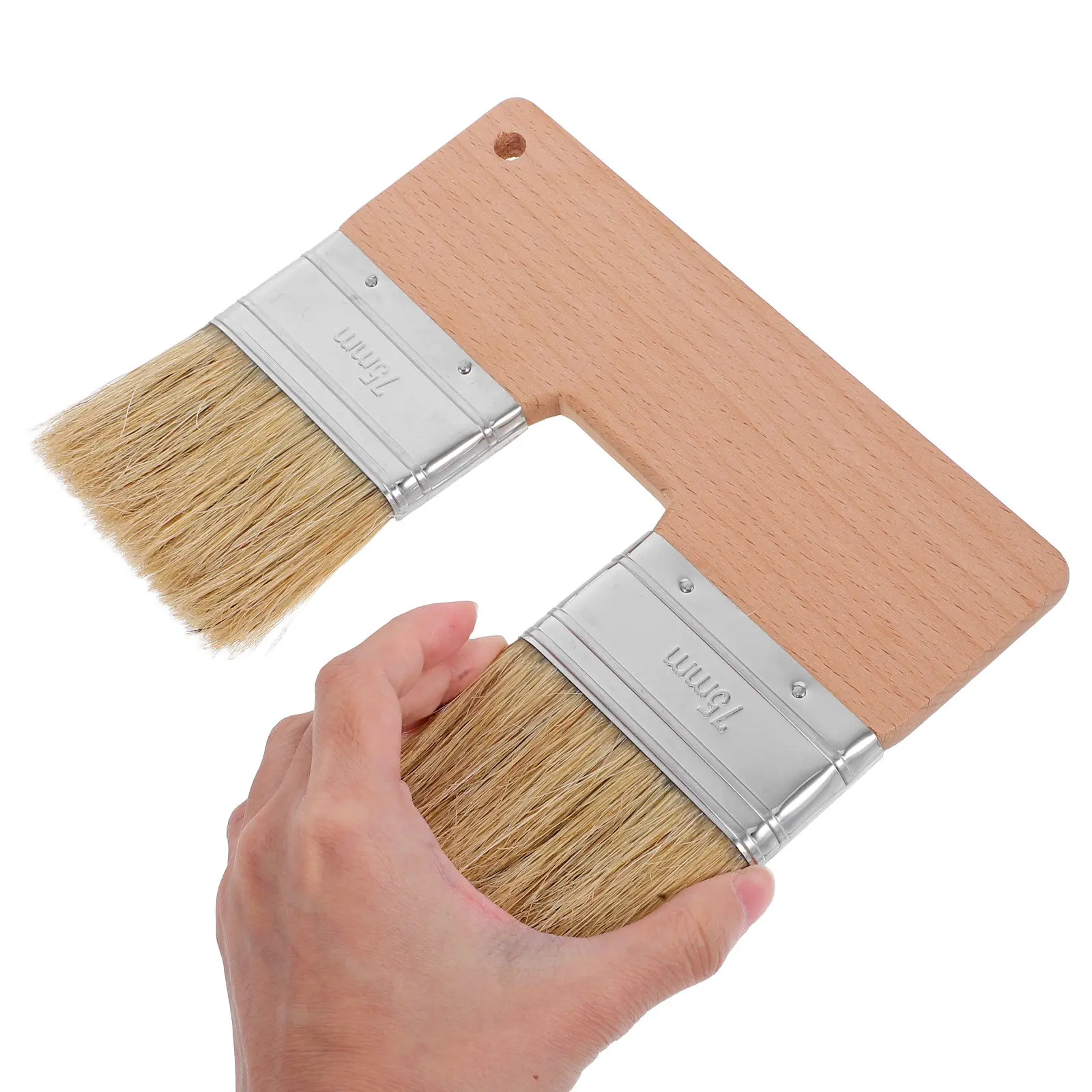 Double Headed U Shape Flat Art Brush Natural Bristle for Blending Texturing Oil Painting Supplies Professional Artist Paint