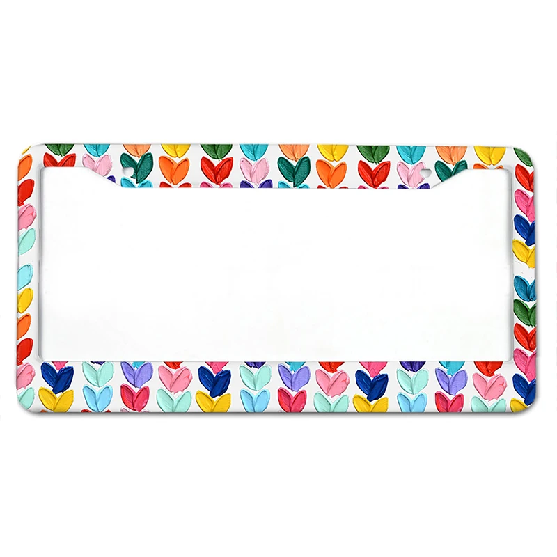 Peach Heart Pattern American Standard Aluminum Alloy Car License Plate Waterproof License Plate Cover Car Decoration