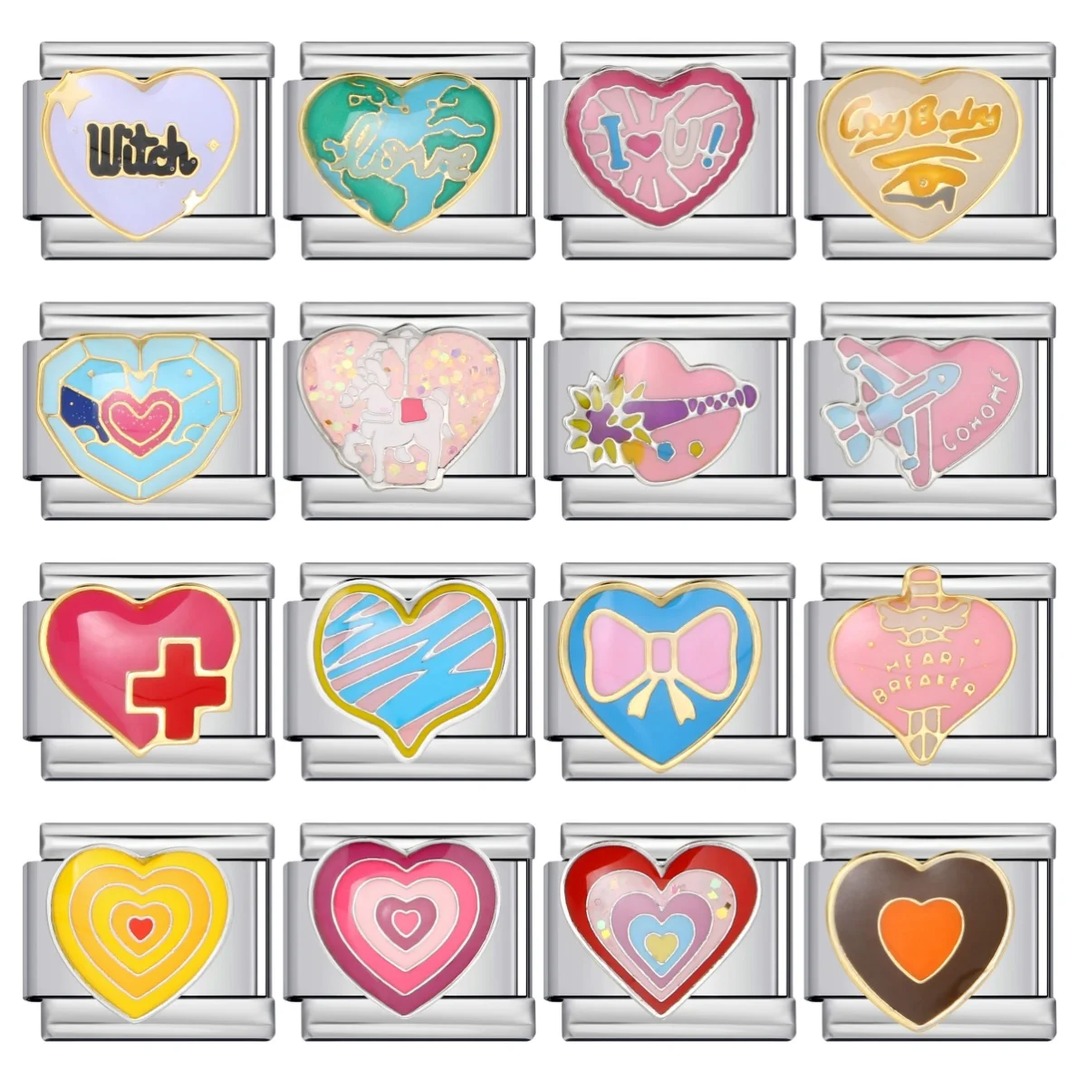 Love Elements Y2K Bunte Italienische Charm-Perlen Passend für 9mm Edelstahl-Armbänder DIY Schmuckherstellung Perlen zum Valentinstag – Detail 1