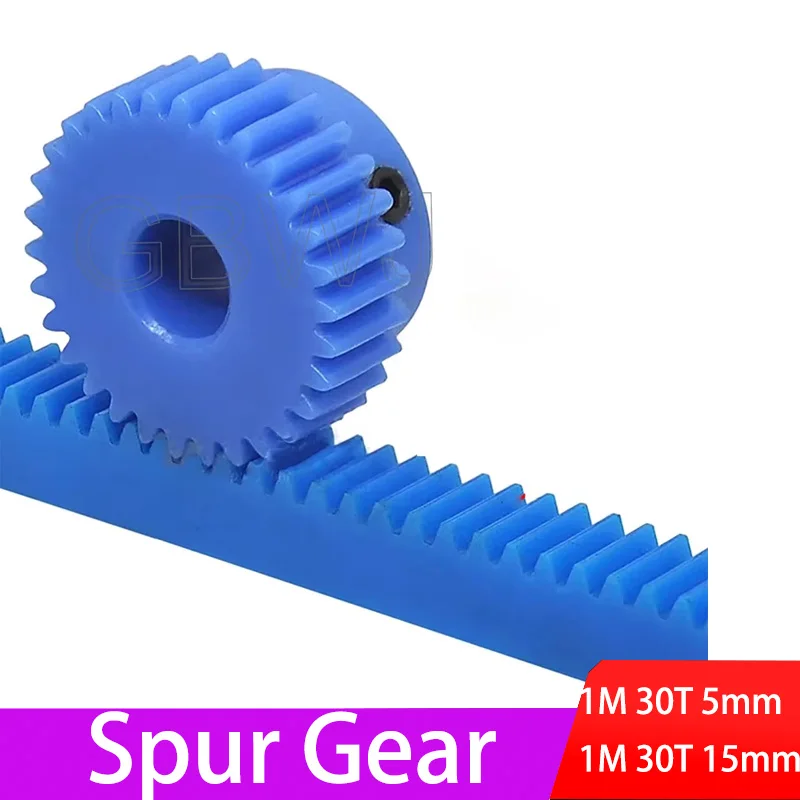 

1 Module Blue Nylon Spur Gear 1M-30T30 Teeth Bore 5-8mm Teeth Width 5/6/6.35/7/8-15mm Motor Nylon Gear Wheel With Steps