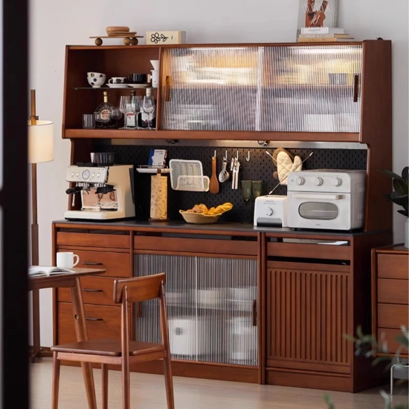 

Solid wood dining side cabinet integrated against the wall high entrance hole board Japanese wine