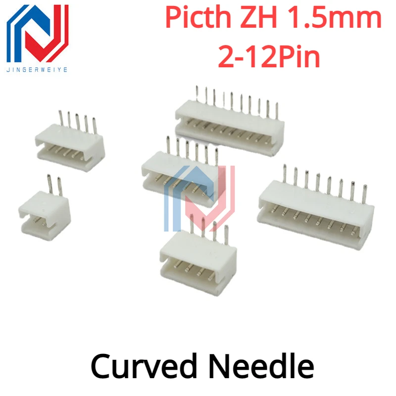 

50Pcs/lot JST Picth 1.5mm Curved Needle Zh1.5mm Spacing Curved Socket 2p3p4p5p6p7p8p9p10p-12p Connector