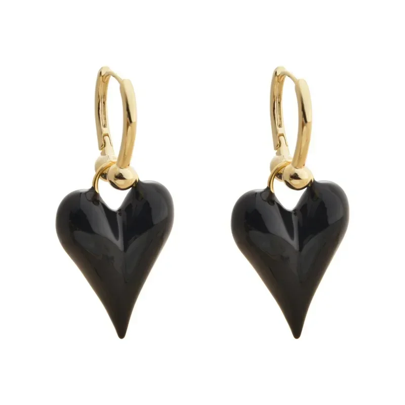Women's Enamel Heart Dangle Earrings, Gift-Ready
