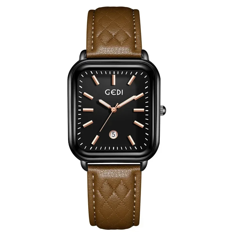 Women Watch Square Vintage Black Korean Leisure Versatile Ladies Leather Waterproof Quartz Watch Holiday Gifts Montres Femmes