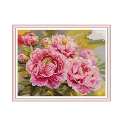 Bellissimo kit punto croce peonia rosa aida 14ct 11ct count stampa su tela punti ricamo ricamo fai da te fatto a mano