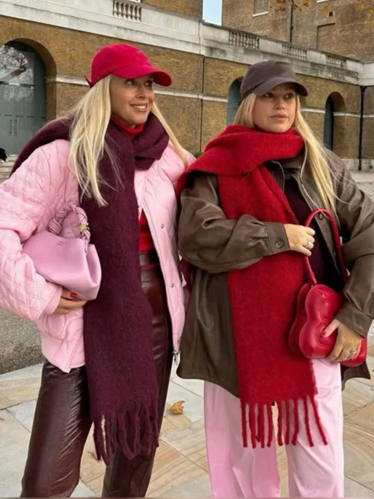 

2025 однотонный толстый кашемировый зимний теплый женский шарф, большое одеяло, шаль из пашмины, накидки Bufanda, женский платок с кисточками