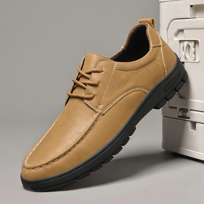 

Модные новые мужские удобные кожаные туфли на шнуровке с мягкой подошвой, весенние мужские кожаные лоферы с острым носком, легкие