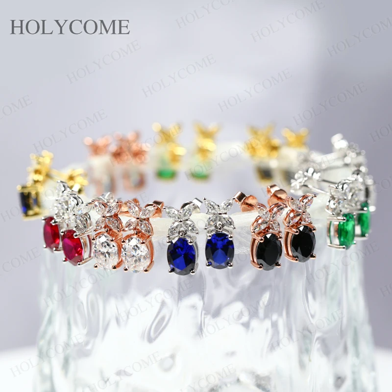 

Серьги с ананасом на заказ, серьги с муассанитом Lab Columbia Ruby и сапфиром, стерлинговое серебро 925 пробы, персонализированные ювелирные изделия для женщин